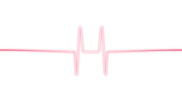Pink digital heartbeat pulse line monitor isolated on a clean white background for medical health