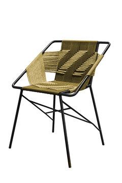Modern outdoor lounge metal frame and woven rope seat