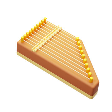 3D Render of Traditional Indonesian Kecapi Zither Instrument Isolated