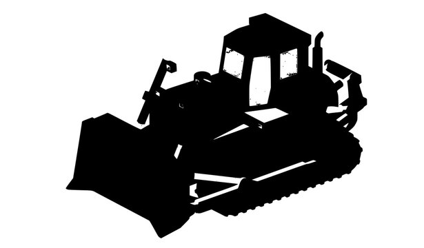 Isometric bulldozer vector graphic flat 3D construction tracker vehicle icon for heavy machinery layout