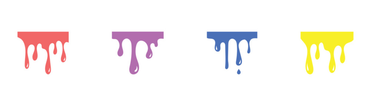 Trendy ink drop icon with solid filled color shape. Different color ink drop vector sign used on  modern website banners, or video transitions as a creative splash and drop reveal effect.