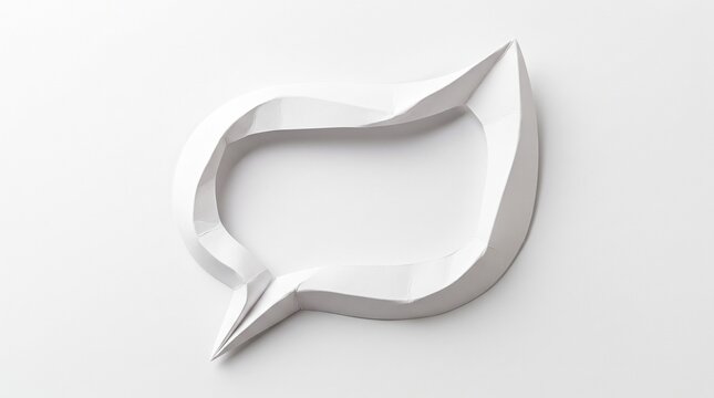 A white paper speech bubble folded in an origami style isolated on a plain background representing communication dialogue and message concepts