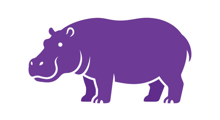 Obraz premium Purple hippopotamus silhouette stands against a white background