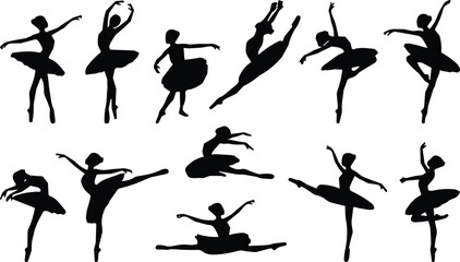 Ballet Dancer Silhouette Collection with Graceful Dance Poses, Leaps and Classical Performance © Umme Enteza