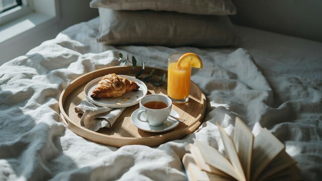 Steaming white mug on a rainy windowsill, water droplets on glass, soft green plant, cozy overcast light