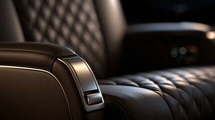 Obraz premium Luxury dark leather car interior with diamond stitching and chrome accents