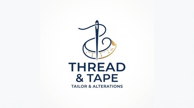 Tailor Logo With Needle And Measuring Tape