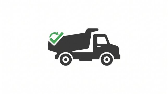 Logistics delivery dump truck check icon
