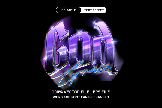 God Grace Purple Y2K Chrome Editable Text Effect