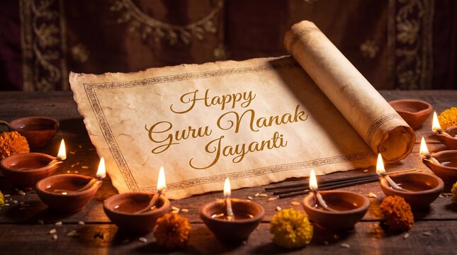 Happy Guru Nanak Jayanti Candle & Diya Setup
