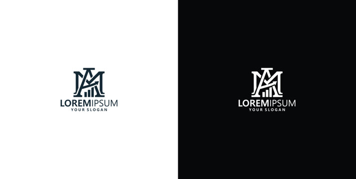 Minimalist Modern Corporate Logo Design with Stylized AM Lettering and Growth Bar Chart Symbol for Business Branding