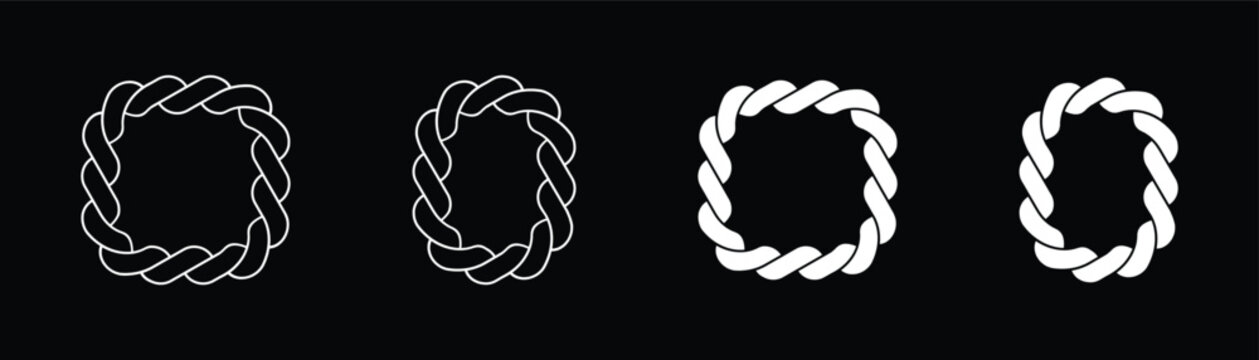 Round shape vector rope frame used create cascading wall galleries for living rooms or hallways. Graphical rope frame art illustration.