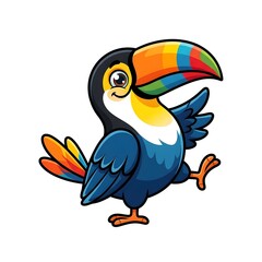Fototapeta premium Cute Cartoon Toucan Waving in Playful Pose