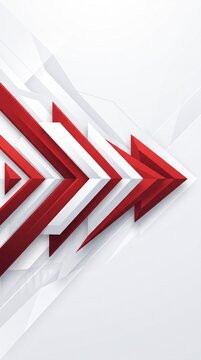 Abstract 3D red and white geometric arrow background representing business growth corporate success forward motion modern tech concept