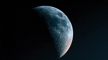 Fototapeta premium Detailed close-up view of the waxing crescent moon illuminated against the dark expanse of deep space