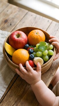 Fresh Summer Fruits Wooden Basket Kitchen Still Life Wall Decor Photo