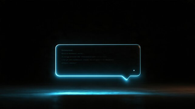 Glowing Neon Speech Bubble Message Box Interface on Dark Background