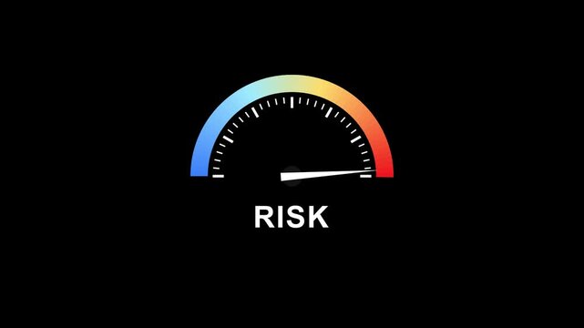 Risk gauge meter needle pointing at center position on colorful gradient scale indicator management business financial analysis indicator management business financial analysis