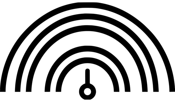 Directional radar detection vector icon black flat pulse wave sensor symbol for automotive navigation app interface