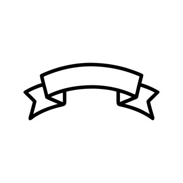 Simple black ribbon banner vector icon illustration on transparent.