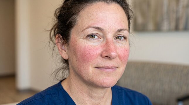 Facial Erythema and Flushing &ndash; Photorealistic Medical Stock Image