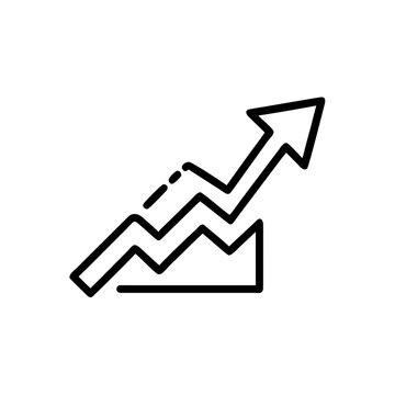 Growth chart graph outline icon for increase and success.