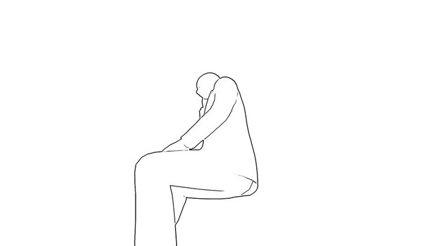 Hand Drawn Sketch Person Sitting Rotoscope Loop