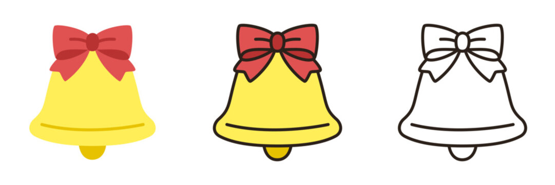 ベル クリスマス イラストアイコン 3種 (ゆるかわ シンプル ベクター)