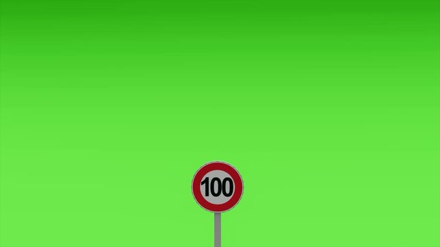 Speed Limit 100 Sign Icon Green Screen Animation