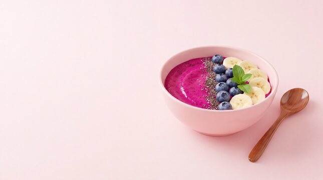 Healthy smoothie bowl promotion banner with copy space for 3D e-commerce sale