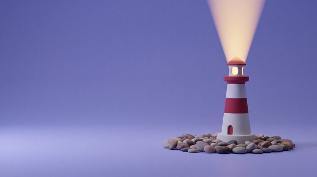 Minimalist island lighthouse design for an online sale promotion for 3D e-commerce collection