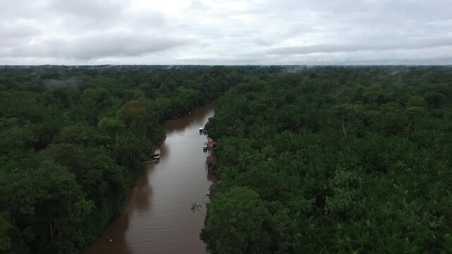 Natural landscape of Combu Island on Guama River in Belem, Para, Amazon, Brazil