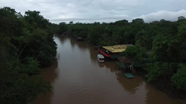 Natural landscape of Combu Island on Guama River in Belem, Para, Amazon, Brazil
