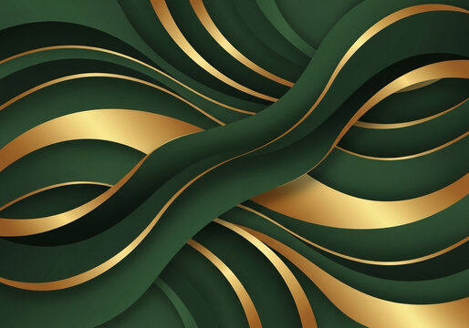 Abstract Green Wave Background with Dynamic Curves, Flowing Lines, Spiral Shapes and Modern Vector Pattern for Wallpaper, Design and Creative Illustration