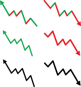 Upward and Downward Zigzag Arrow Graph Icons for Trend Analysis