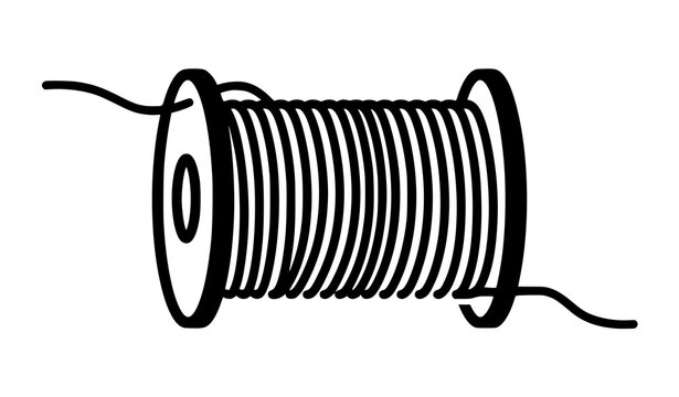 Industrial wire coil spool vector icon flat cable roll pictogram for hardware store and manufacturing web design