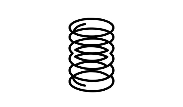 Modern monoline wire coil vector icon black outline electrical spring spiral symbol for engineering app UI