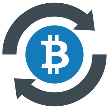 Bitcoin crypto currency exchange vector symbol with circulating arrows concept