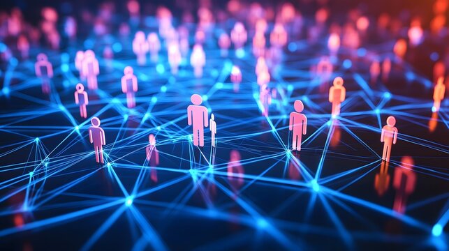 A polished 3D illustration showing workplace unity, stylized employees with glowing connection infrastructure and rising progress arrows, global startup success concept