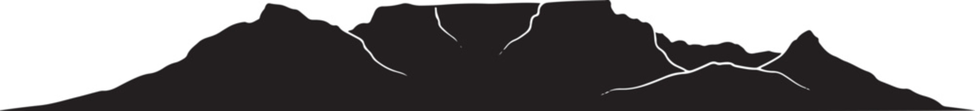 Table mountain silhouette vector graphic black design.