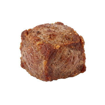 Grilled beef cube steak chunk piece roasted juicy delicious seasoned meat portion isolated on transparent background