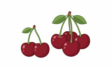Obraz premium Fresh European Cherries – Ripe Red Summer Orchard Fruit Vector