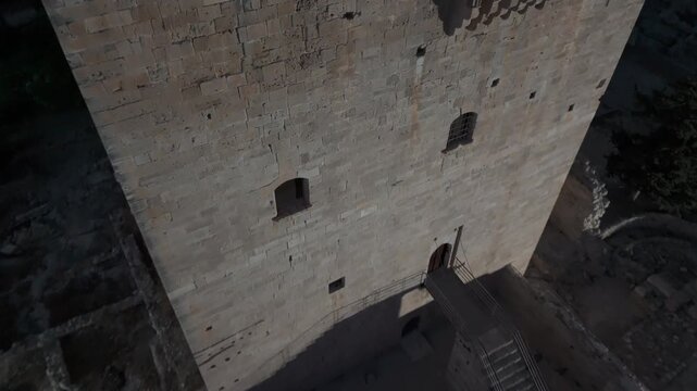 Aerial view of the historic stone fortifications and bastions of the old city in Nicosia, Nicosia, Cyprus.