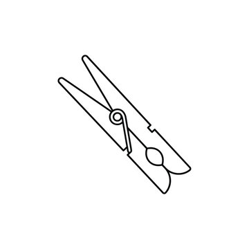 Clothespin line art icon isolated on white background