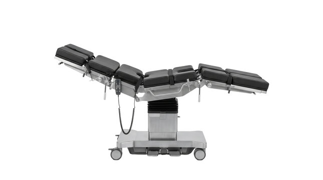Adjustable hydraulic operating table with black cushions for as PNG asset