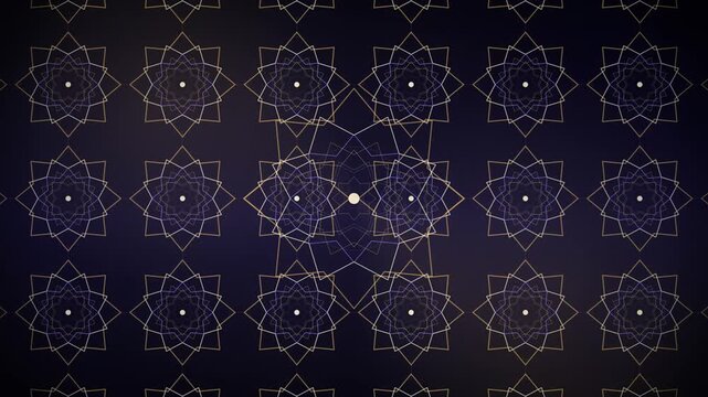 Indigo Islamic Geometric Rosette Seamless Loop 4K Animated Pattern Background
