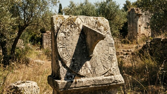 Carved stone sundial