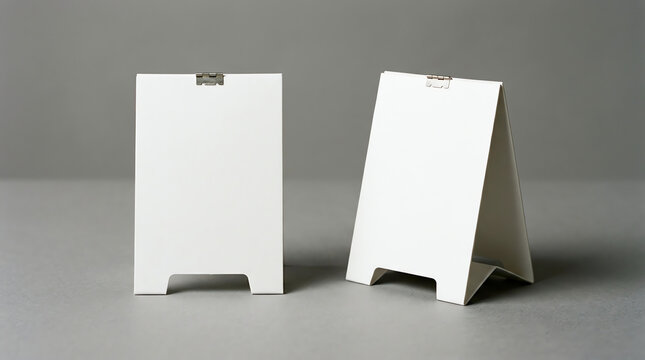 Crezon or PVC A-frame sandwich boards for design mock up and presentation. white blank 3d render illustration.