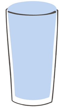表面張力で盛り上がったコップの水のイラスト
