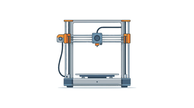 3D printer flat vector icon isolated on white background